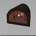 Indoor Scene With Arched Wooden Ceiling Stained Glass Window Moon Decoration Bookshelf Telescope Purple Rug