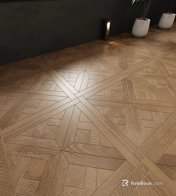 Geometric Pattern Hardwood Floor For Interior Decoration 3d model 