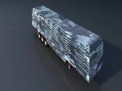 Heavy Duty Utility Trailer With Metal Grille Structure And Multiple Wheels 3d model
