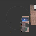 Urban Multi Story Brick Building Model With Street Lamp Road And Varied Facades Design