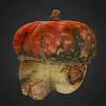 Fresh Red and Green Speckled Pumpkin with Unique Bottom Shape and Vibrant Skin