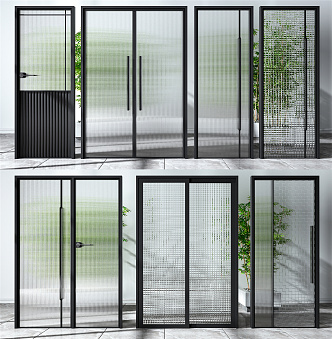 Modern swing door Changhong glass door combination 3d model