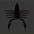 Scorpion With Black Body Red Claws And Curved Red Stinger On Gray Background