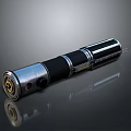 Sci Fi Detailed Metallic Weapon With Silver Black Cylindrical Design And Shiny Glowing Surface 3d model