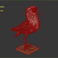 Taxidermy Bird With Spotted Feathers Standing On Wooden Base Displayed Against Dark Background