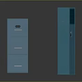 Modern Blue Three Drawer Cabinet and Tall Cabinet with Door Design