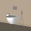 Wall mounted White Toilet With Bidet Spray Toilet Paper Holder And Control Panel