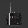 Vintage Portable Radio With Retro Design Antenna Knobs Display Panel And Handle