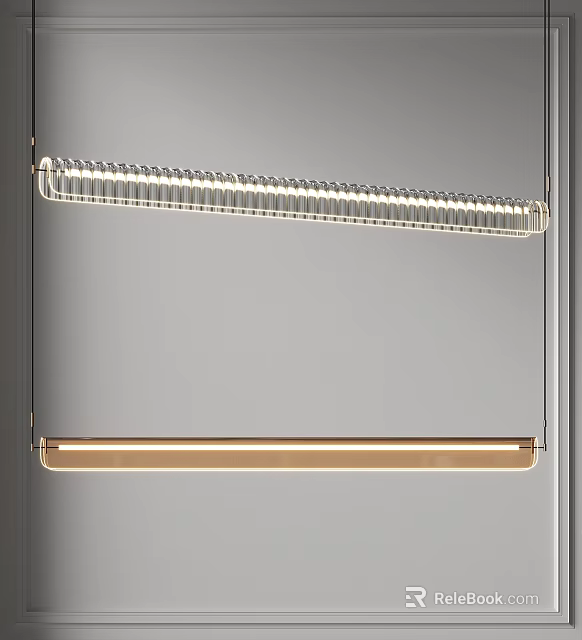 Modern Linear Chandeliers With Metal Structure And LED Lighting For Interior Design 3d model 