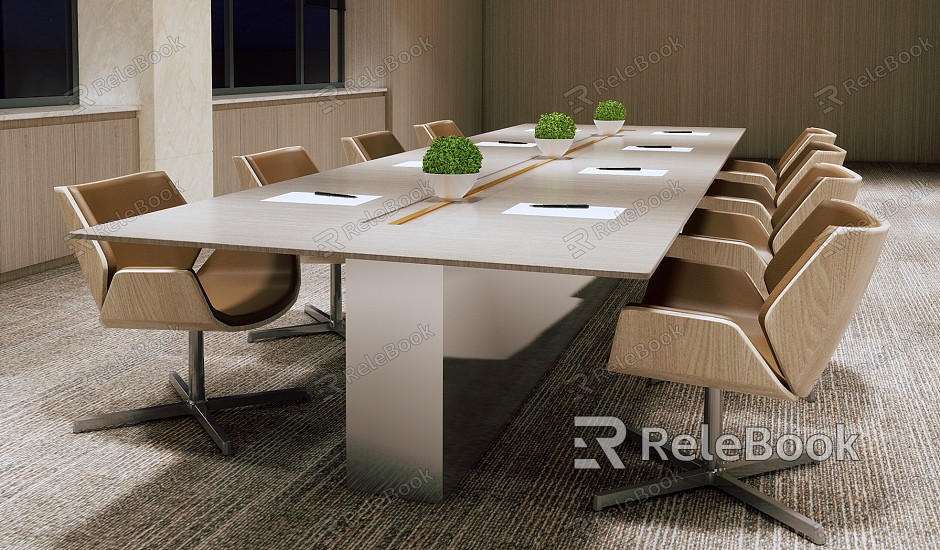 Modern Conference Table and Chair Conference Table and Chair Combination model