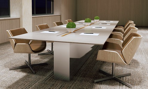 Modern Conference Table and Chair Conference Table and Chair Combination 3d model