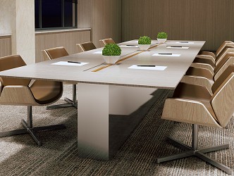 Modern Conference Table and Chair Conference Table and Chair Combination 3d model