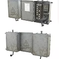 Sturdy Industrial Equipment Metal Enclosure With Warning Signs Knob Controls And Wheels