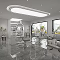 Modern Beauty Salon Interior With Hair Styling Chairs Reception Desk Mirrors And Plants