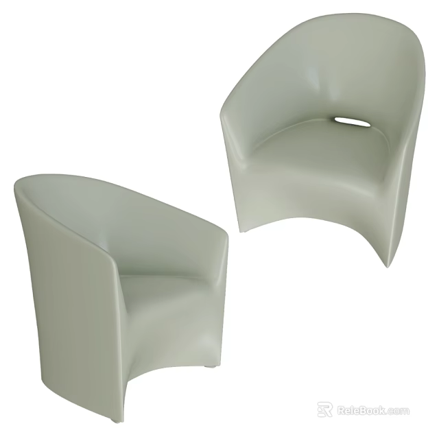 Light Green Modern Leisure Chairs With Curved Backrest And Smooth Surface 3d model