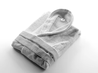Soft Cozy Gray Bathrobe Neatly Folded With Belt And Collar Button 3d model