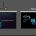 Projection Monitoring With Ceiling Mounted Projectors Projection Screens Displaying Cinematic Visuals And Windows 8 Interface