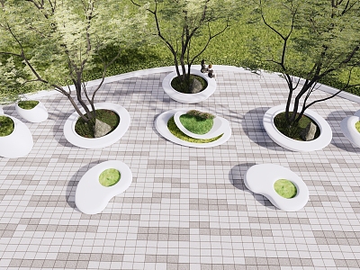 Modern tree pool outdoor stool shaped landscape seat model