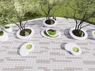 Modern tree pool outdoor stool shaped landscape seat 3d model