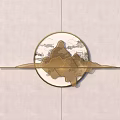Modern Circular Wall Decor With Golden Landscape Pattern And Minimalist Design 3d model