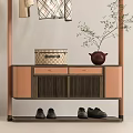 Modern Clothes Rack Interior Design With Drawer Base Hanging Clothes Hat Shoes And Potted Plant