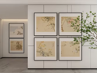 New Chinese Style Decorative Hanging Painting 3d model