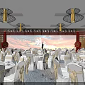 Traditional Themed Stage With Large Backdrop Screen Radial Lighting And Central Figure