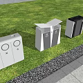 Modern Outdoor Trash Bins With Grass Trees And Concrete Wall Design