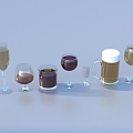 wine glass white wine wine beer cola drink 3d model