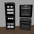 Haier Kitchen Appliances With Built In Ovens And Illuminated Storage Cabinet Holding Dishes And Cups