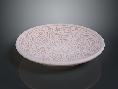 Intricate Hand Carved Circular Plate With Detailed Geometric Patterns And Artistic Design 3d model