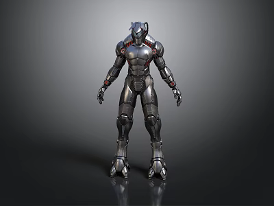 Futuristic Robot Character In Metallic Armor With Mechanical Joints And Sci Fi Details 3d model