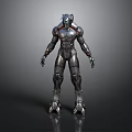 Futuristic Robot Character In Metallic Armor With Mechanical Joints And Sci Fi Details