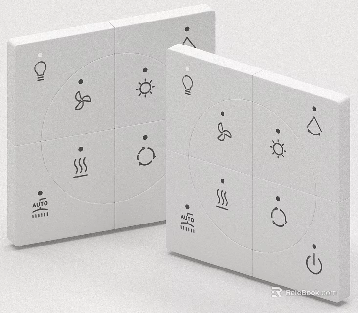 White Switch Panel With Multiple Control Icons For Light Fan And Home Functions 3d model