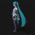 Woman In School Uniform With Turquoise Long Hair Tie Short Skirt And Knee High Socks