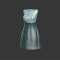 Elegant Women's Dress Featuring White Lace Upper And Gray Striped Lower Design