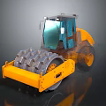 Yellow Construction Road Roller With Heavy Duty Roller Drum And Cab 3d model
