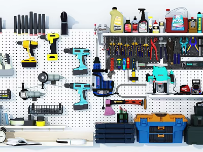 Modern Tools Auto Repair Tools Wall Hardware Tools Wall Edition Impact Drill Electric Drill Wrench Hardware Repair Tools Machine Repair Tools 3d model