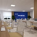 China Mobile 5G Conference Room With Sofa Coffee Table Round Table And Posters 3d model