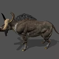 Realistic Mythical Bison With Large Curved Horns Shaggy Fur And Muscular Body