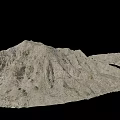 Gray Mountain Terrain Model With Undulating Surface Green Vegetation And Black Background 3d model