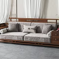 New Chinese-style double sofa 3d model