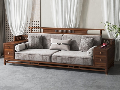 New Chinese-style double sofa 3d model