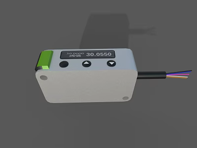 Industrial Sensor Device with Digital Display Buttons and Colored Connecting Cable 3d model