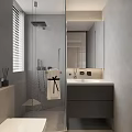 Modern Bedroom Interior Design With Large Bed Gray Bedding And Floor To Ceiling Window