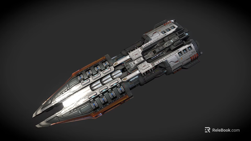 Futuristic Sci Fi Spaceship With Metallic Exterior And Advanced Engine Components 3d model 