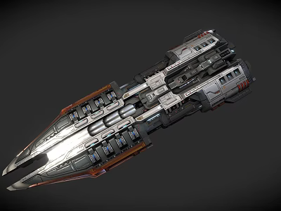 Futuristic Sci Fi Spaceship With Metallic Exterior And Advanced Engine Components 3d model