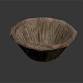 Natural Wooden Textured Washbasin with Bowl Shaped Design and Dark Reflective Surface