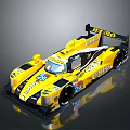 Yellow Racing Car With Streamlined Design Sponsor Logos Number 29 And Shiny Exterior