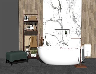 Modern Bathtub Simple Bathtub Ornaments Single Chair Combination 3d model